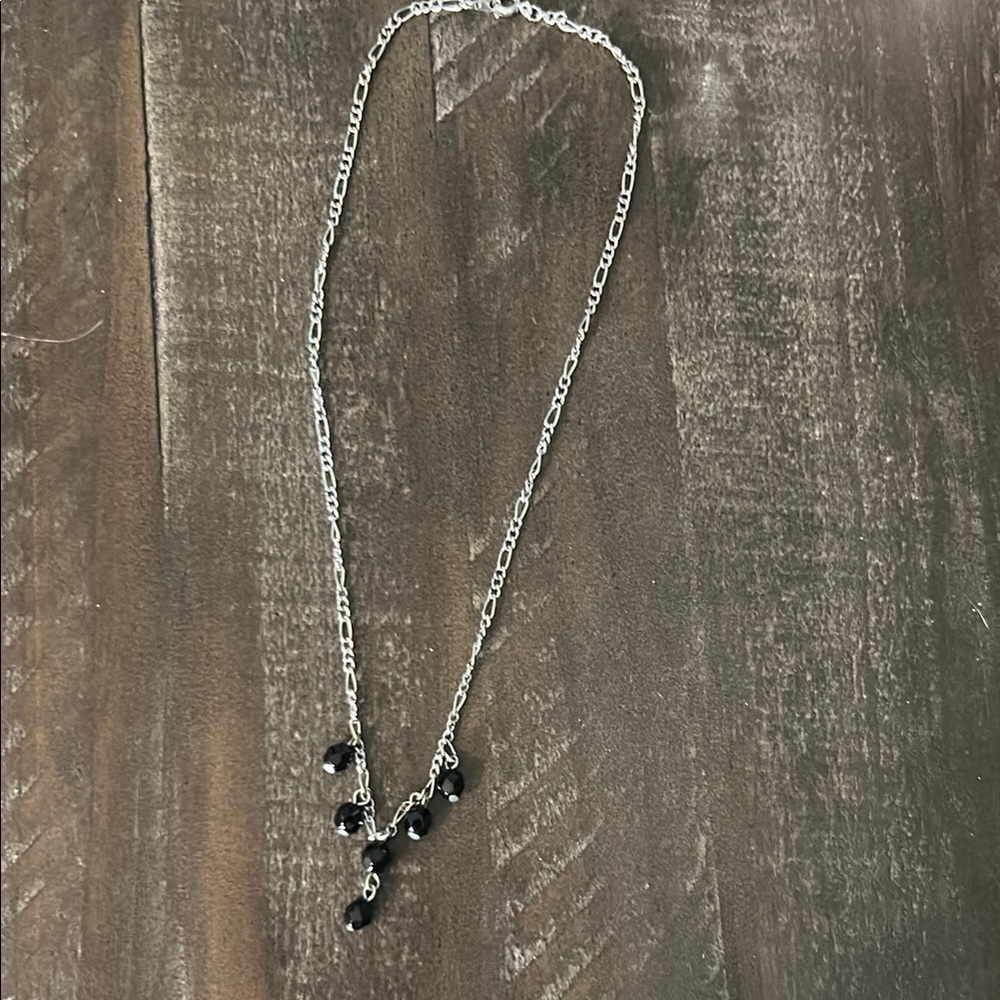 Elegant Silver Necklace with Black Accents